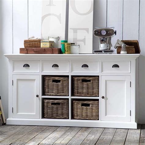 Choose from a range of traditional and modern styles and colours. Coastal French White Large Buffet With Basket Storage 63 ...
