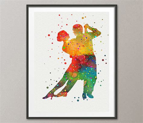 Couple Dancing Watercolor Art Prints Tango Dancers Wall