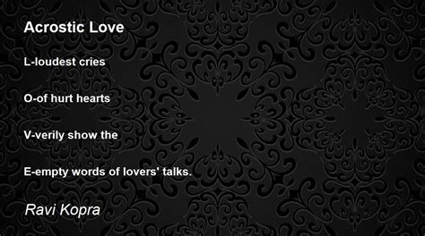 Acrostic Love Poem By Ravi Kopra Poem Hunter