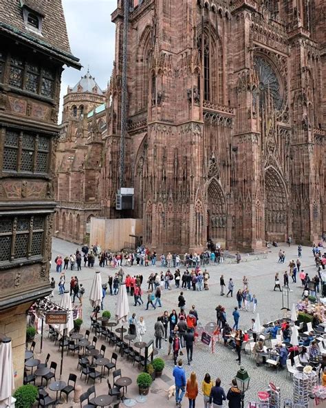 The Gothic Facade Of The Massive Strasbourg Cathedral Built Between