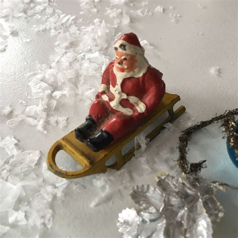 Vintage Barclay Lead Figurine Santa On Sled Christmas Etsy Antique