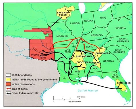 Map Of The American Indian Removal Act Of 1830 And The Trail Of Tears