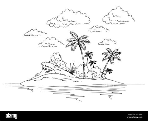 Tropical Island Clipart Black And White