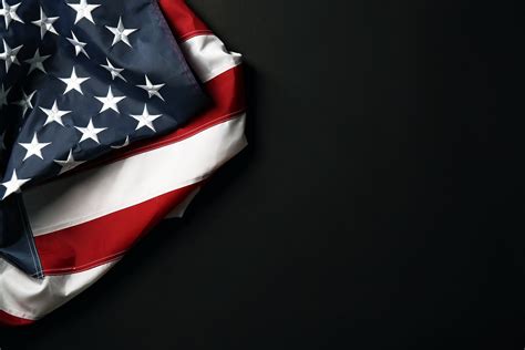 American Flag On Dark Background From The Heart