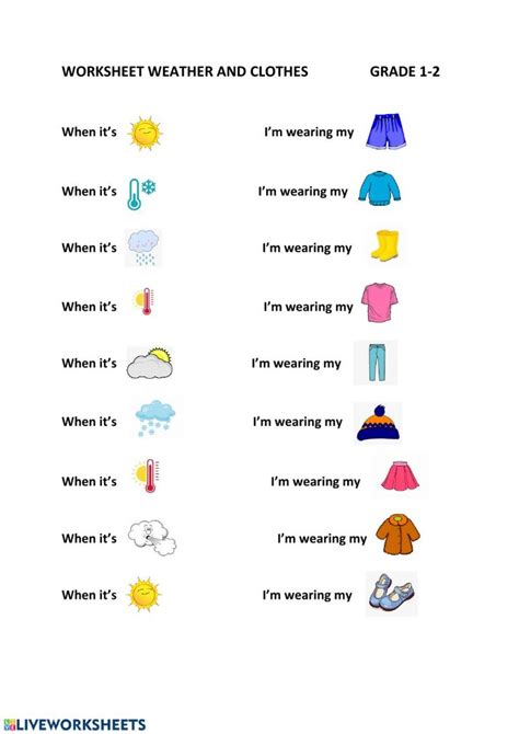 Weather And Clothes Interactive Worksheet Weather Worksheets Seasons