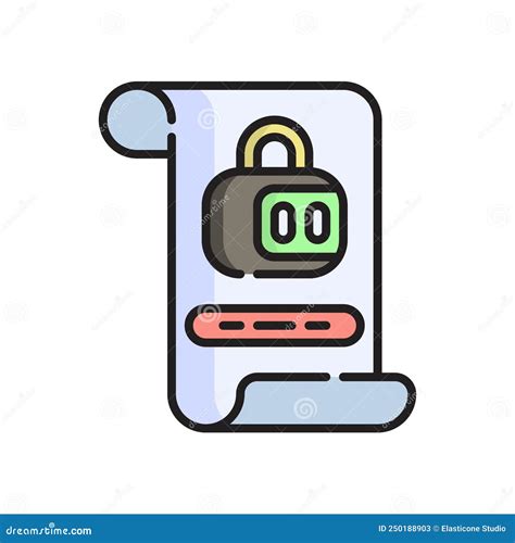 Encrypted Icon Vector Illustration Flat Outline Cartoon Cyber
