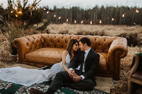 Beautiful Outdoor Lounge Setup For Couples Engagement Photo Shoot
