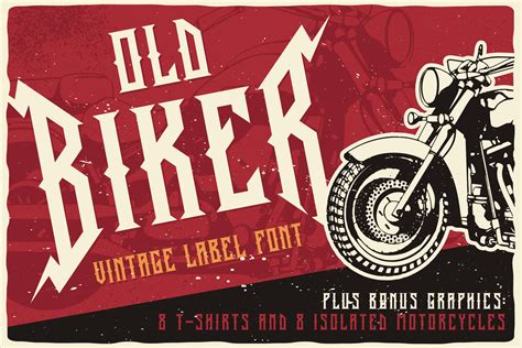 Old Biker Label Font Bonus By Vozzy Vintage Fonts And Graphics