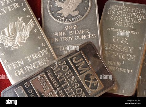 Assorted 10 Troy Ounce Silver Bullion Bars Ingots Stock Photo Alamy