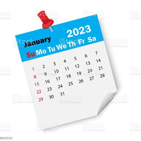 Blue Calendar January 2023 With Pin Calendar Reminder 2023 Business