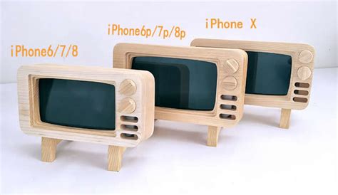 Wooden Tv Shape Mobile Phone Cellphone Holder For Iphone 8