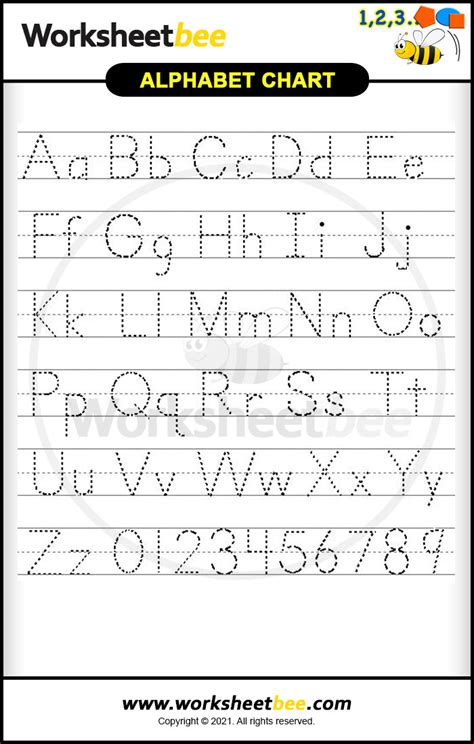 Printable Alphabet Chart For Kids A To Z Worksheet Bee