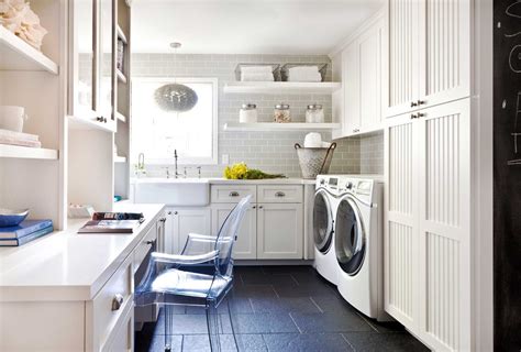 Saving this step for last ensures that any dust bunnies, dirt particles, etc., that made their way down to the floor will get swept away. The ultimate laundry room