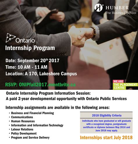 Ontario Internship Program Info Session Humber Communiqué