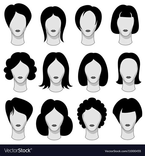 Woman Hairstyle Black Hair Silhouettes Royalty Free Vector