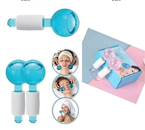 Wyzi 2pcs Ice Roller Globes For Face And Eyes Facial Cooling Massage Balls Energy Beauty