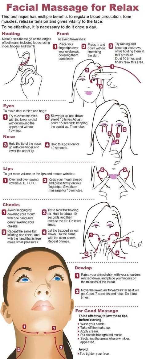 how to give yourself a good facial massage [infographic] masaje facial masaje beneficios del