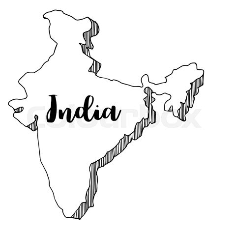 Hand Drawn Of India Map Vector Illustration Stock Vector Colourbox