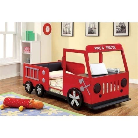 Linen plus sheet set for kids heroes fire fighter fire trucks police. Rescuer Fire Truck Twin Bed Furniture Of America ...