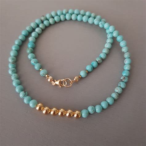 Turquoise Necklace Choker 18K Gold Fill Or Sterling Silver Etsy UK