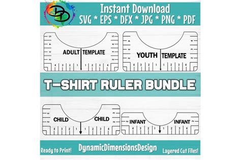 Tshirt Ruler SVG Bundle, T-shirt Alignment Tool DXF, Shirt Placement G