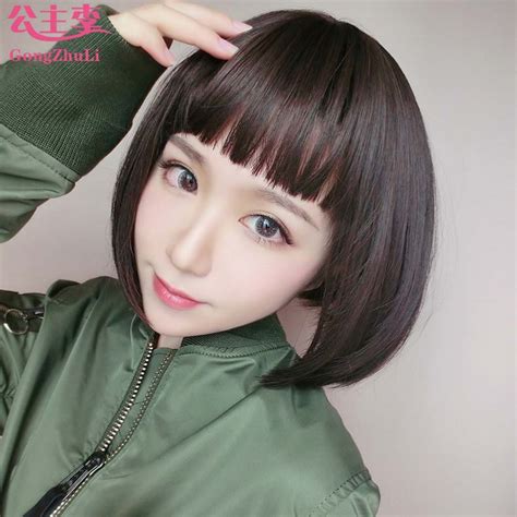 Wig Female Short Hair Bobo Head Short Straight Hair Korean Air Bangs