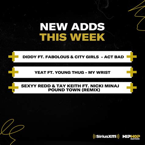 This week's adds on... - SiriusXM Hip Hop Nation