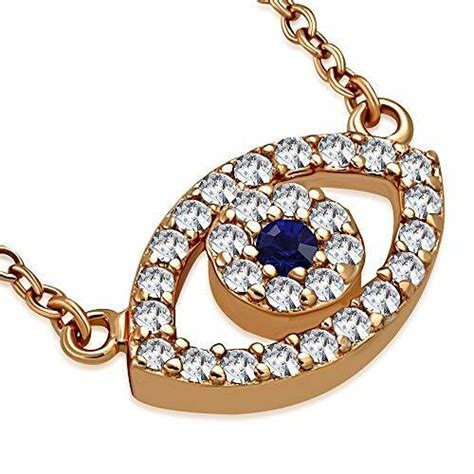 Sterling Silver Evil Eye White Blue Cz Pendant Necklace Ebay