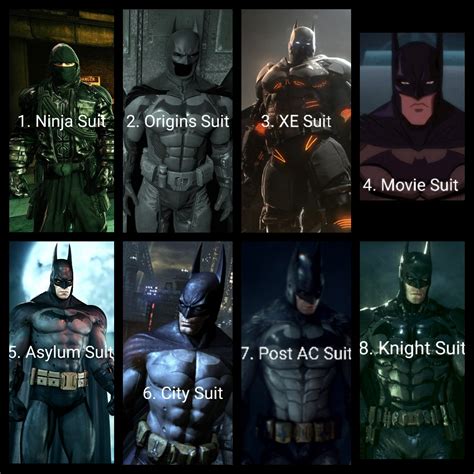 Batman Arkham Arkham Suits Evolution Batman Arkham