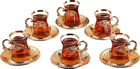 Amazon Com Set Of Demmex Turkish Tea Glasses Set With Holders