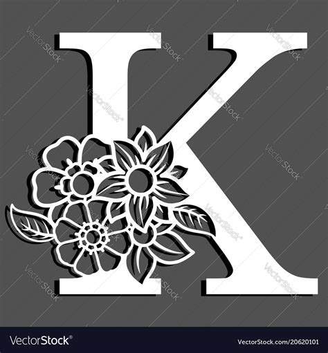 Letter Silhouette With Flowers K Royalty Free Vector Image