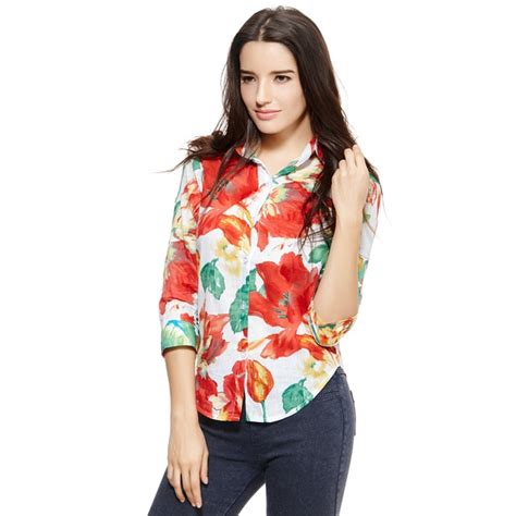 Buy 2019 Vintage Women Floral Print Shirt Colorful