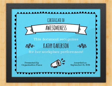 Certificate Of Awesomeness Unrivaled By Award Hut 8 Sertifikate