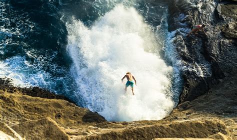 Spitting Cave Cliff Jumping On Oahu Hawaii Journey Era