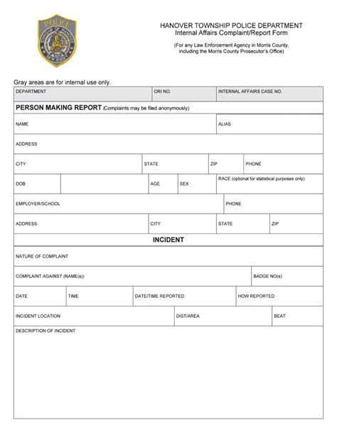 Free Printable Police Report Template