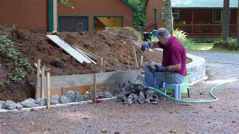 Building A Mortared Stone Retaining Wall Youtube
