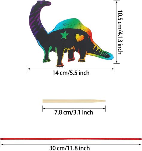 Buy Outus 48 Pieces Scratch Dinosaur Paper Rainbow Scratch Paper