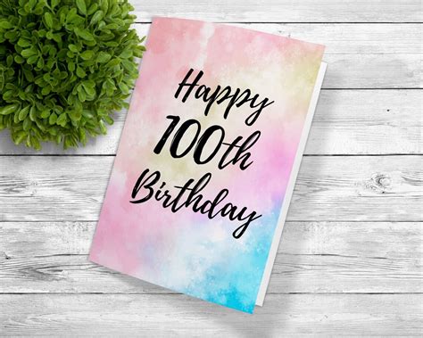 Custom Printable 100th Birthday Greeting Downloadable 100th Etsy