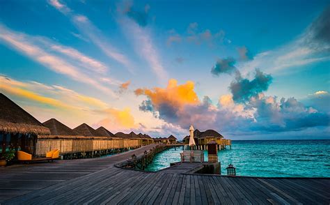 Hd Wallpaper Maldives Beach Sea The Sky Clouds Tropics Horizon