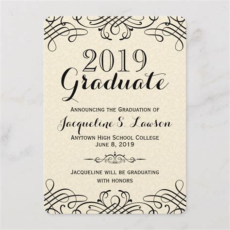 Ornate Classic Formal Graduation Announcement Graduation