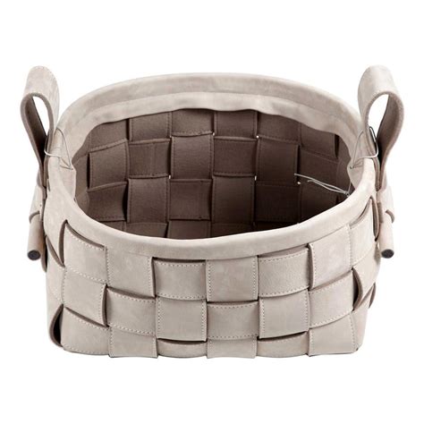 Woven Leather Basket Gray For Sale At 1stdibs