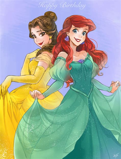 Ariel And Belle Disney And 2 More Drawn By Anosbee Danbooru