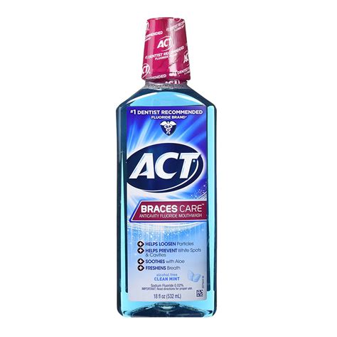 Act Braces Care Anticavity Fluoride With Xylitol Clean Mint Mouthwash