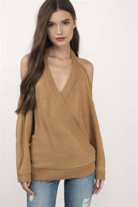 Camel Sweater Dolman Sleeve Sweater Surplice Sweater Camel Top