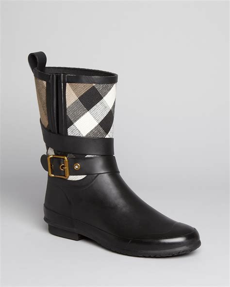Burberry Rain Boots Holloway Mid Buckle Check Bloomingdales