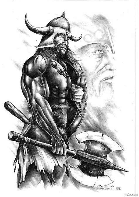 Ideas Forward Viking Warrior Tattoo Sketch  450 636 Arte Nórdico