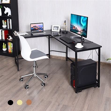 Buy L Shaped Computer Desk Corner Workstation Study Gaming Table Home