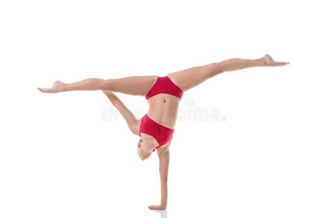 Gymnast Performs Splits Doing Handstand Stock Photos Free Royalty Free Stock Photos From