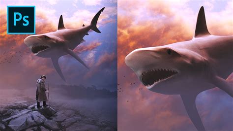 Photoshop Making Flying Shark Fantasy Manipulation Youtube