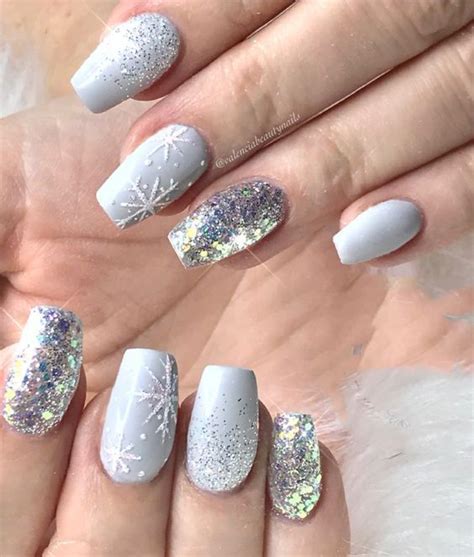 The 18 nail trends to wear for winter 2020. Top 40 Light Color Christmas Snowflake Coffin Nails in ...